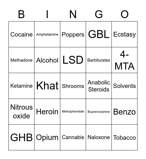 teo's drug bingo Card