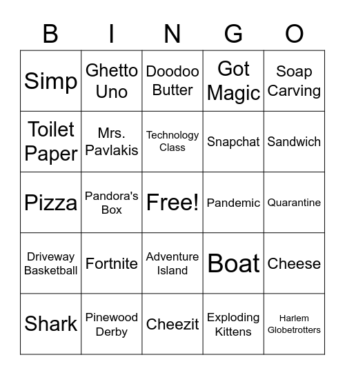 Bingo with The Bois Bingo Card