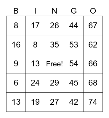 22nd Party Bingo Card