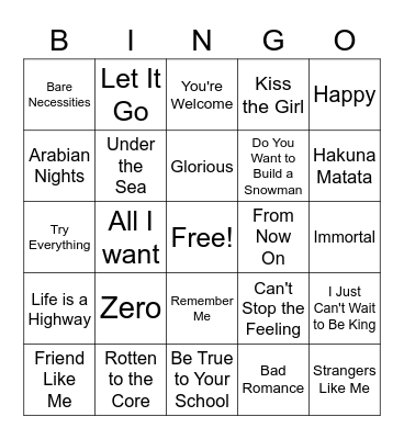 Disney Bingo Card