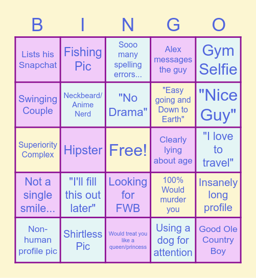 Dating App Bingo! Bingo Card