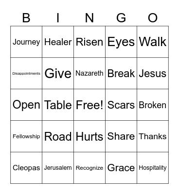 Walk to Emmaus Bingo Card