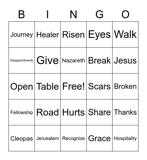 Walk to Emmaus Bingo Card