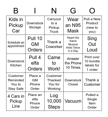 Bingo at Work Bingo Card