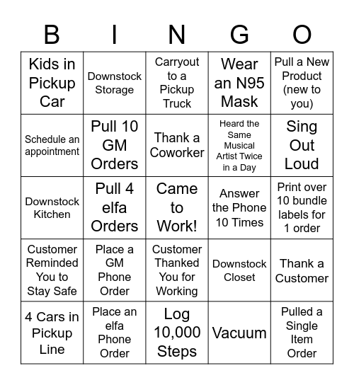 Bingo at Work Bingo Card