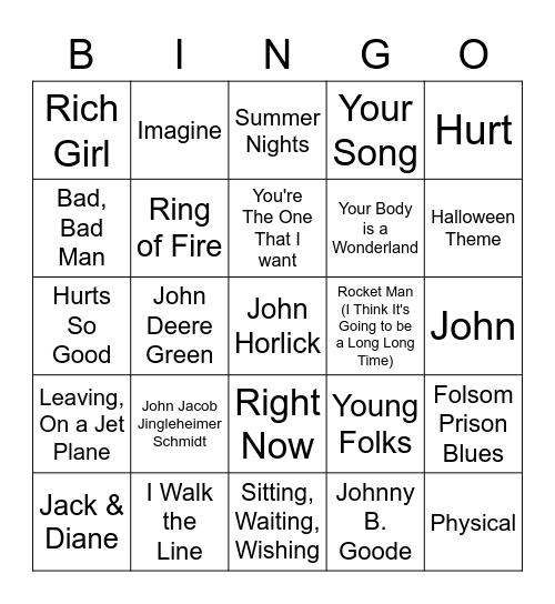 JOHN! Bingo Card