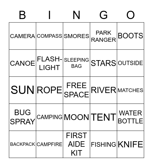 CAMPERS Bingo Card