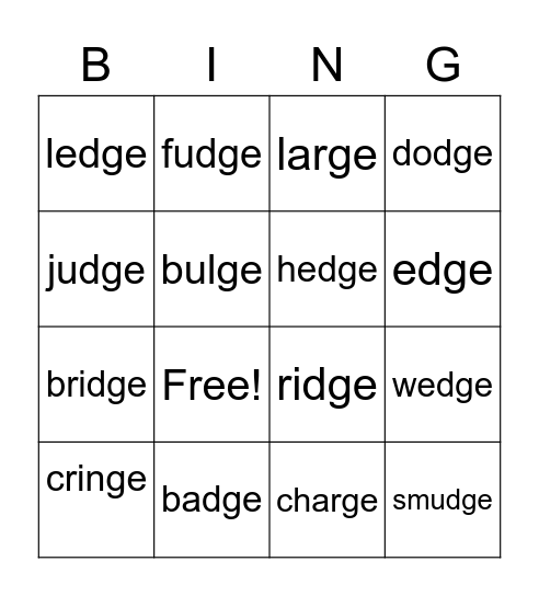 Spelling BINGO! Bingo Card