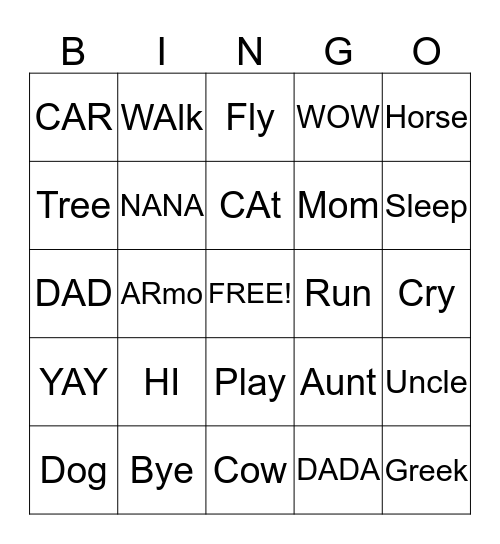 Michelle's Baby Shower Bingo Card