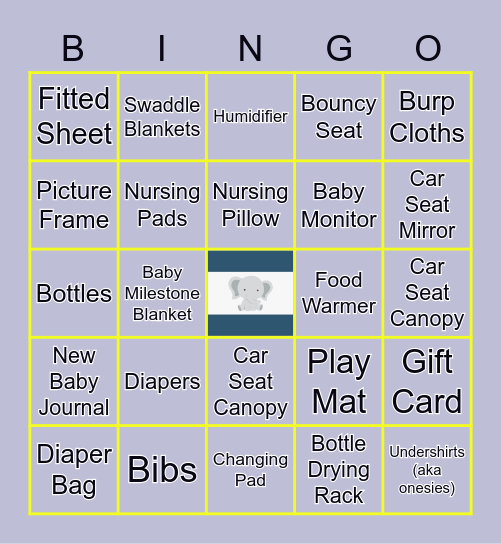 Brittney's Babyshower Bingo Card