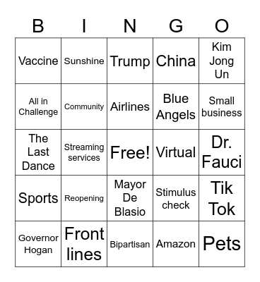 News Reports Bingo Card