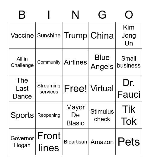 News Reports Bingo Card