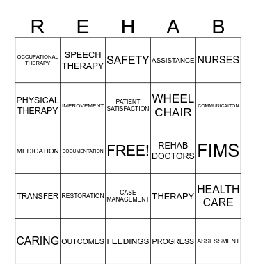 REHAB BINGO Card