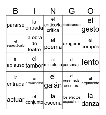 Español 3 Pre-AP Capítulo 2-2  Bingo Card
