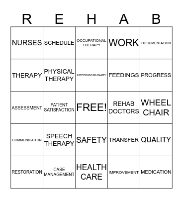 REHAB BINGO Card