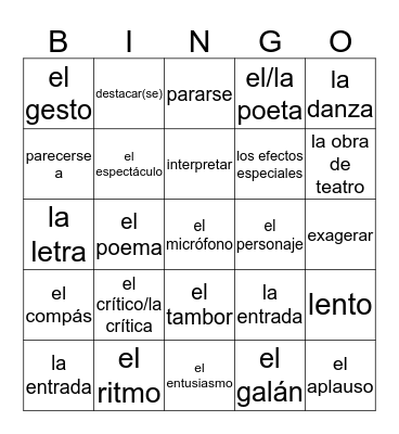 Español 3 Pre-AP Capítulo 2-2  Bingo Card
