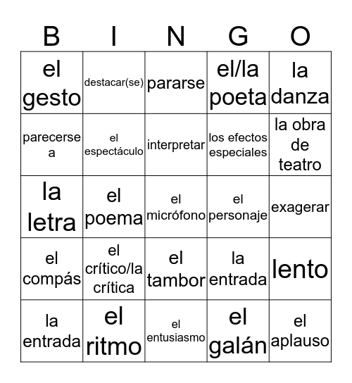 Español 3 Pre-AP Capítulo 2-2  Bingo Card