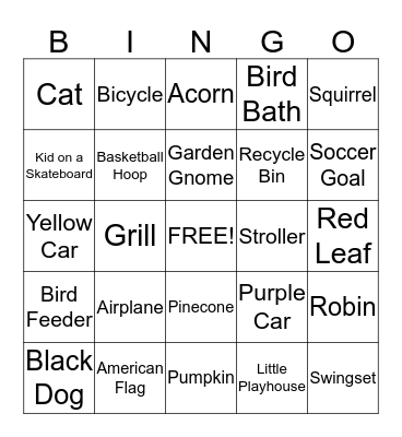 Fitness Bingo Card