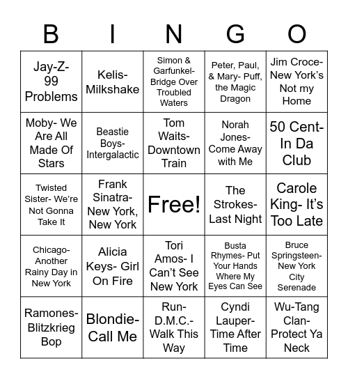 Total-Quiz.com Presents Radio Bingo: Empire State Bingo Card