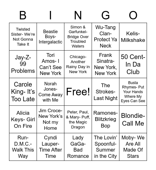 Total-Quiz.com Presents Radio Bingo: Empire State Bingo Card