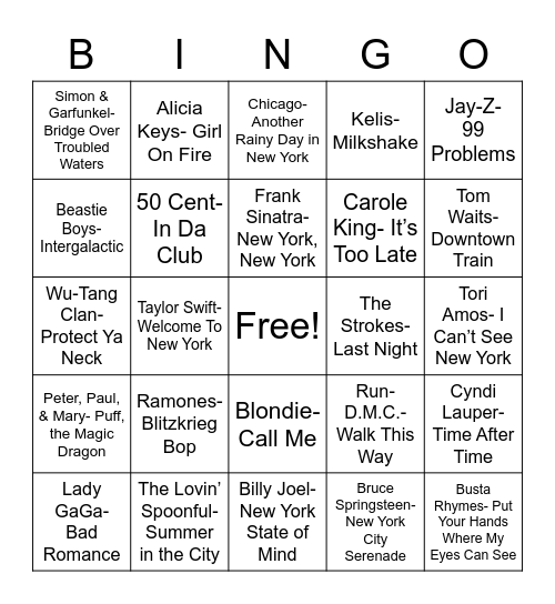 Total-Quiz.com Presents Radio Bingo: Empire State Bingo Card