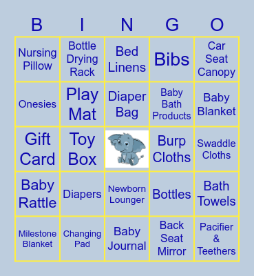 Brittney's Shower Bingo Card