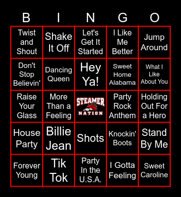 Steamer Musical Bingo Card