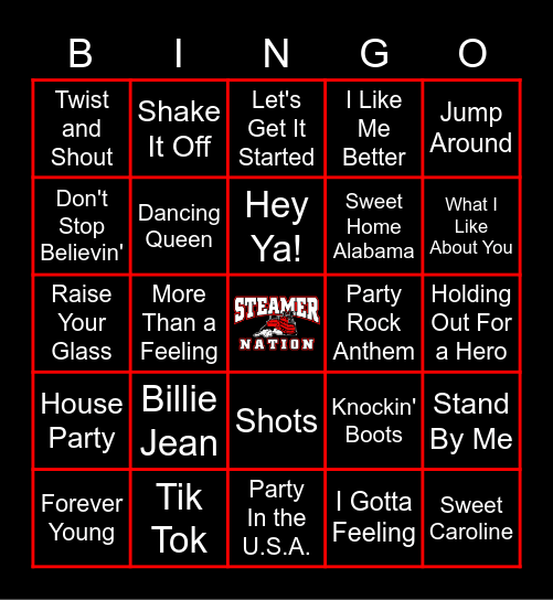 Steamer Musical Bingo Card