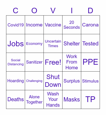 Covid19 Bingo Card