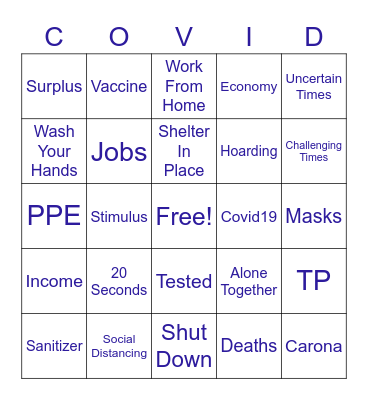 Covid19 Bingo Card