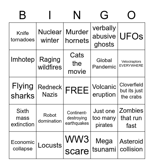 Apocalypse Bingo Card