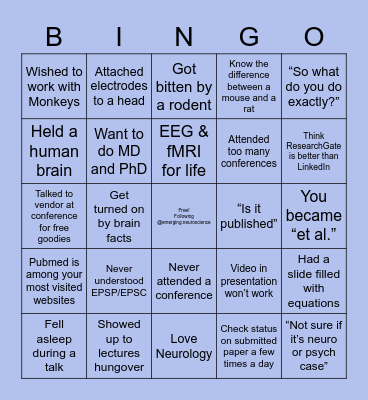 Neuroscience Bingo Card