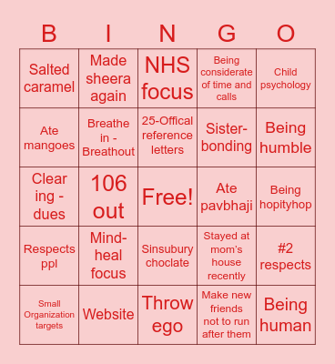 Changed 2020 only V no W :) Bingo Card