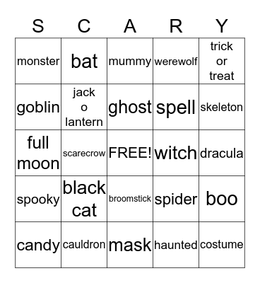 Halloween Bingo Card