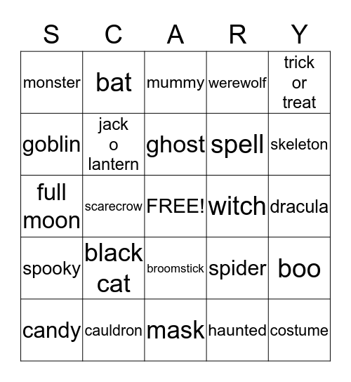 Halloween Bingo Card