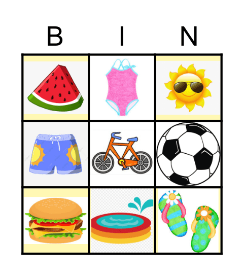SUMMER Bingo Card
