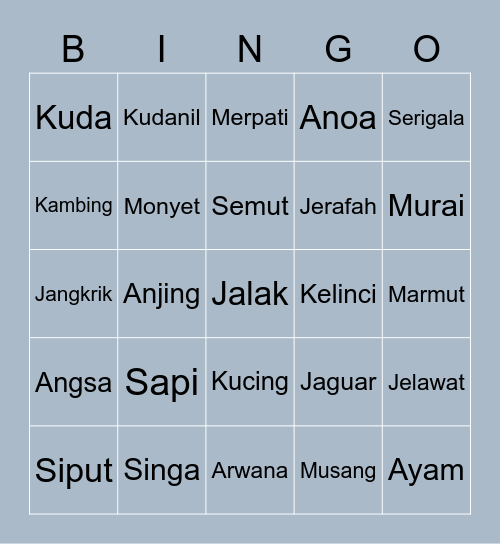 BINGO SISY Bingo Card