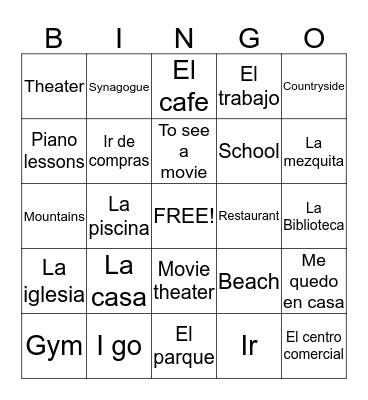 The Places You'll Go! Bingo Card
