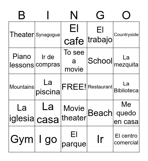The Places You'll Go! Bingo Card