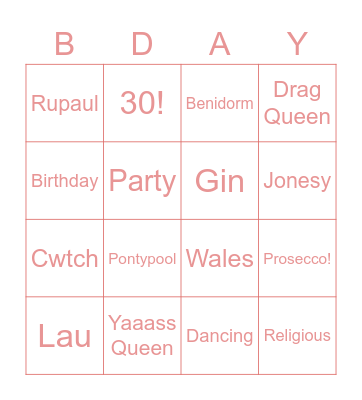 Lauren Bday Bingo Bonanza Bingo Card