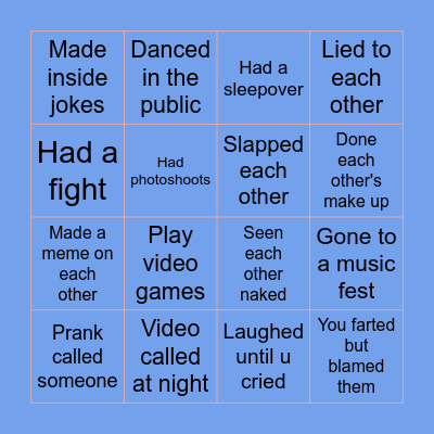 𝓑𝓮𝓼𝓽 𝓯𝓻𝓲𝓮𝓷𝓭 𝓫𝓲𝓷𝓰𝓸 Bingo Card