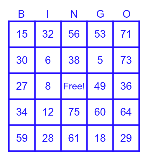 Blue Bingo Card