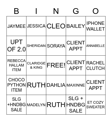 FALL Classification Bingo! Bingo Card