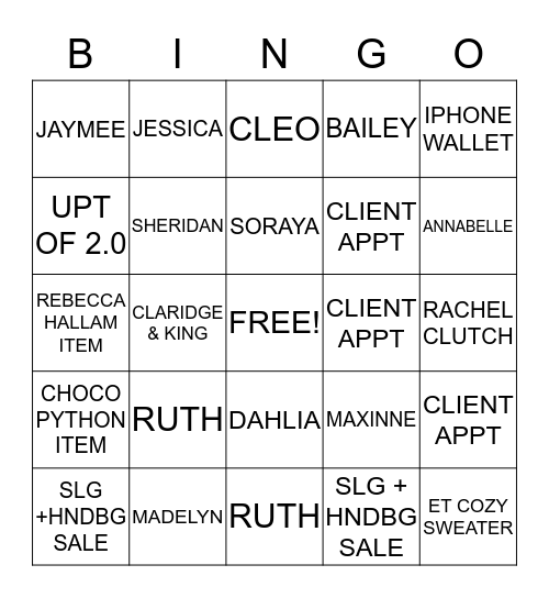 FALL Classification Bingo! Bingo Card