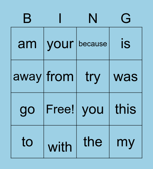 Cisco's sight words Bingo Card