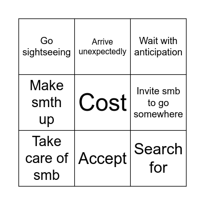 Phrasal verbs Bingo Card