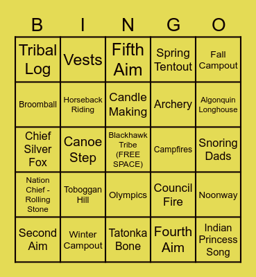 Blackhawk Tribe Bingo Card