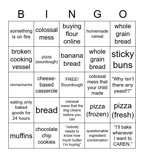 Corona Baker’s Bingo! Bingo Card