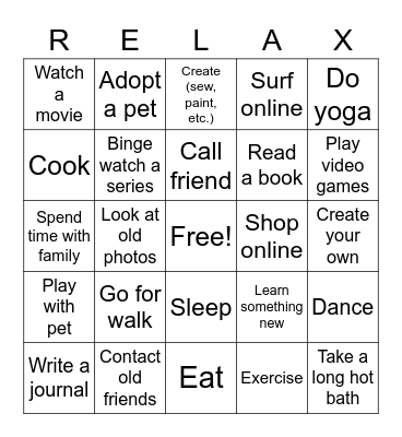 Rejuvenate Bingo Card