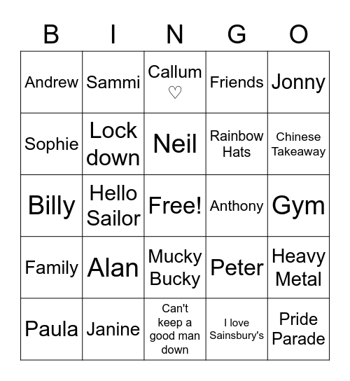 Alan's Bingo Card